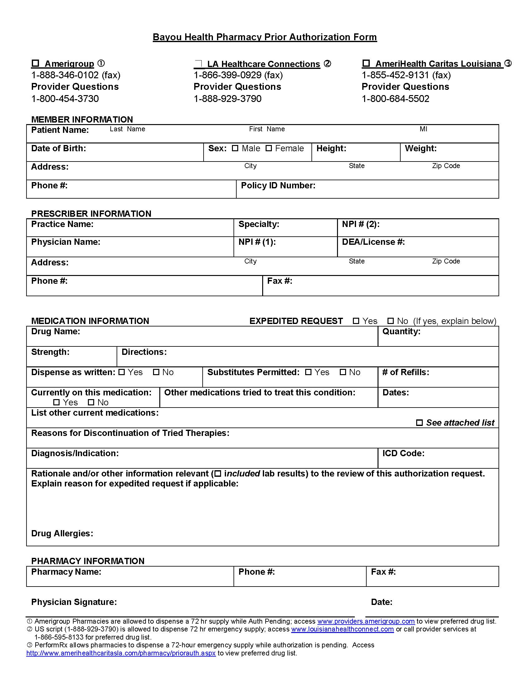 Pharmacy Prior Authorization Form