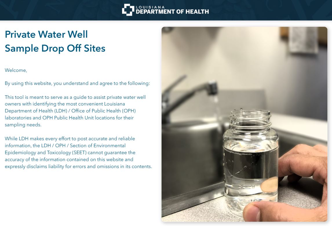 Private Water Well Sample Drop off Sites